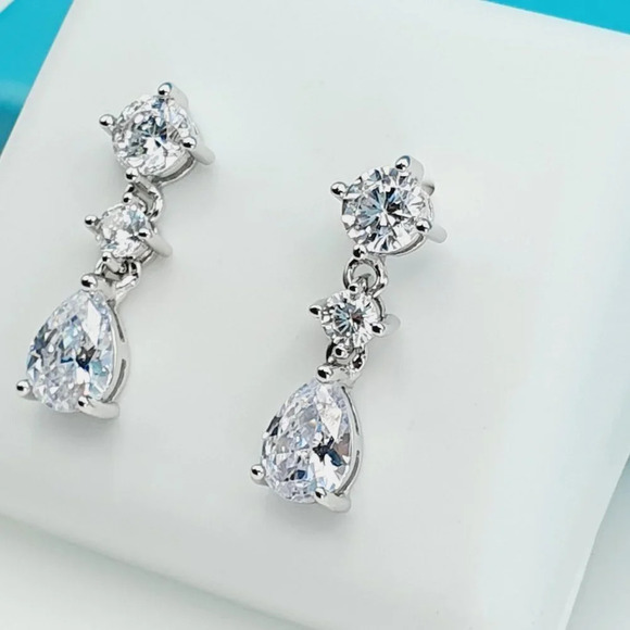 925 Sterling Silver CZ Beautiful Earrings for Women, 1USPAR4248 - Picture 10 of 11